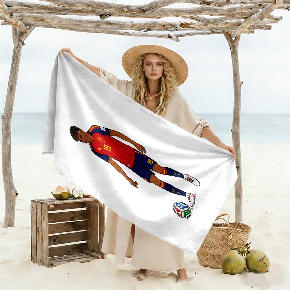 Lamine Yamal Spain Soccer Player Beach Towel Super Soft Microfiber Quickdry Fabric Comfortable Lightweight