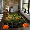 "Green Dragon Pattern Carpet with Orange Spheres, Fantasy Style Decor" Suitable for use as an anti-slip for living room bedroom sofas