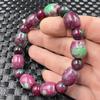 Red & Green Jade Abacus Bead Bracelet with Peach Blossom Quartzite Jade Buckle