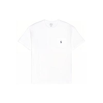 Polo Solid Color Logo Embroidered Crew Neck Short Sleeve T-Shirt Men Tops White 710707095-003