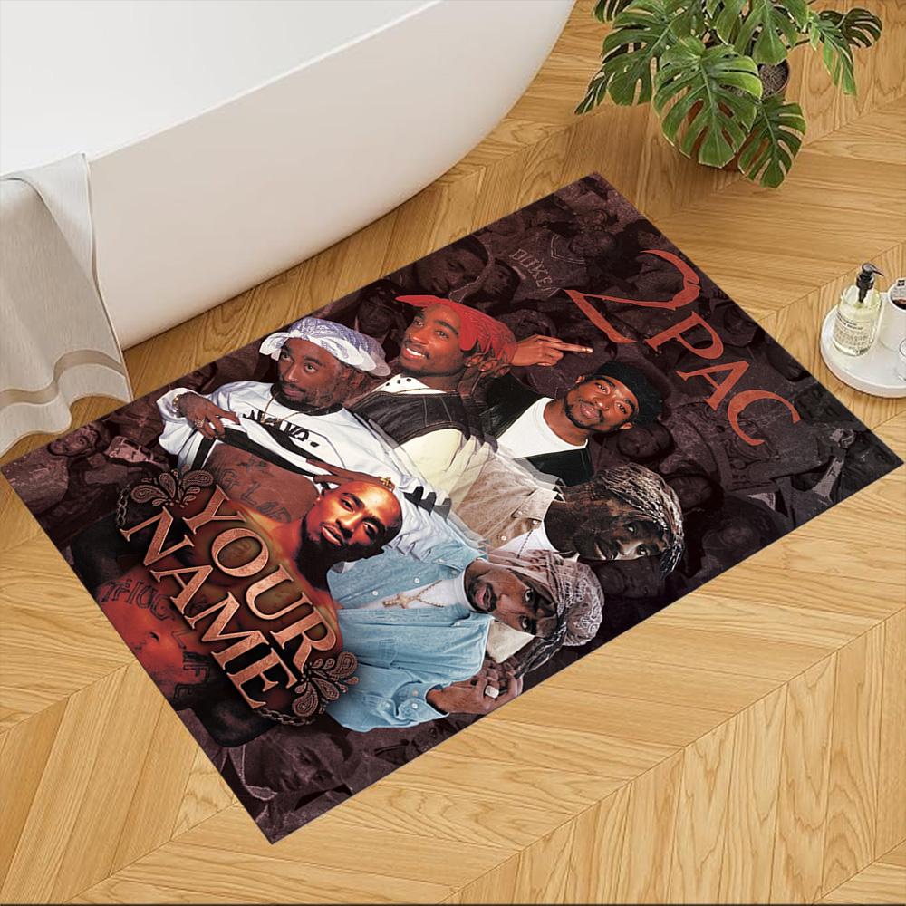2pac Customize Text Carpet Design for Playrooms Living Rooms Balcony Hallway Anti-slip Rug Office Home Decor Best for Christmas