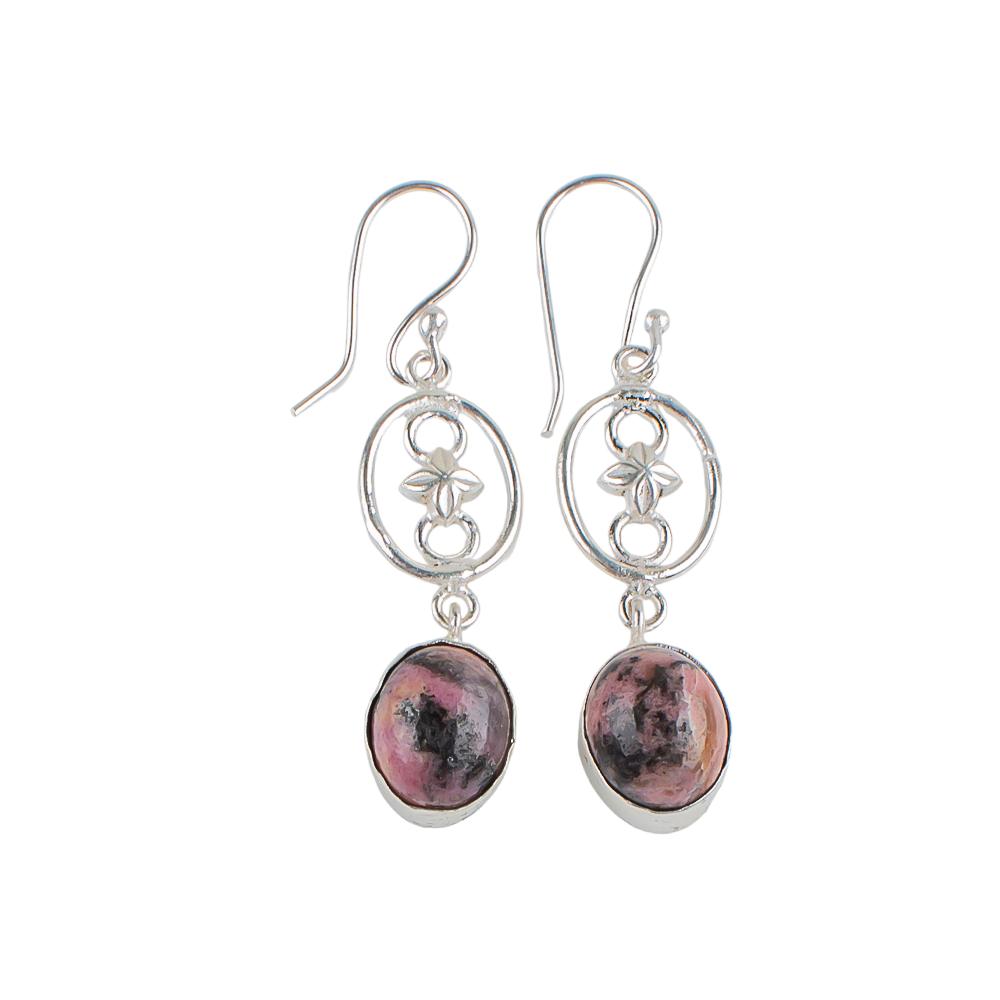 Black Rhodonite Gemstone 925 Sterling Silver Jewelry Handmade Boho Earrings2.00" EE-17-27