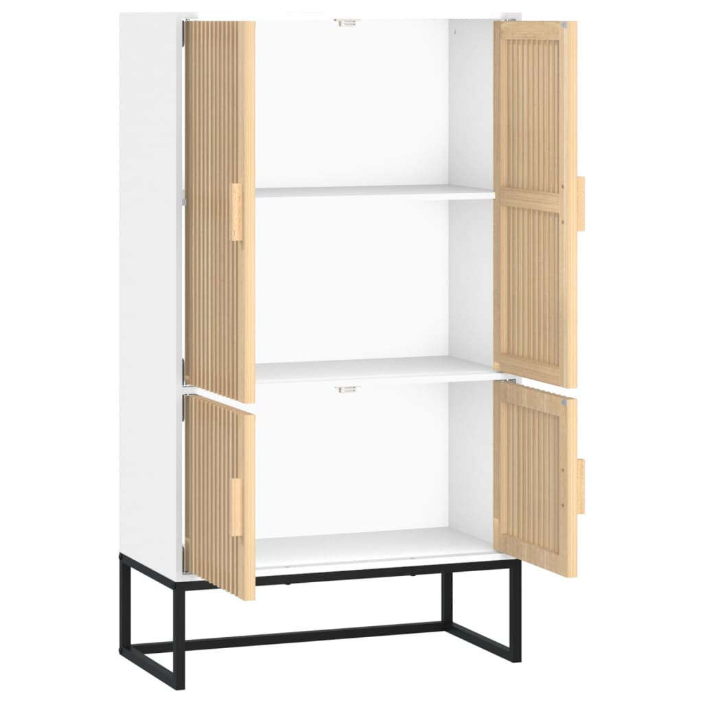 Highboard White 70 X 35 X 125 Cm Particleboard