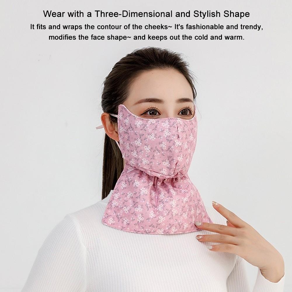 Thickened Face Shield Floral Pattern Cycling Face Shield  Winter Outdoor Activities