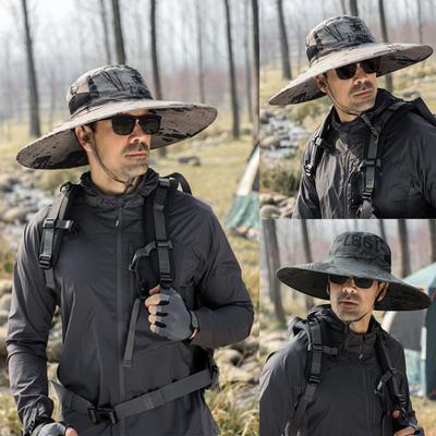 Men's Summer Outdoor Casual Sunhat Oversized Brim UV Protection Hat Outing Sports Fishing Hat