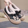 Old Beijing winter women's cotton shoes embroidered and velvet thermal shoes retro one-pedal middle and old Doudou cotton shoes custom