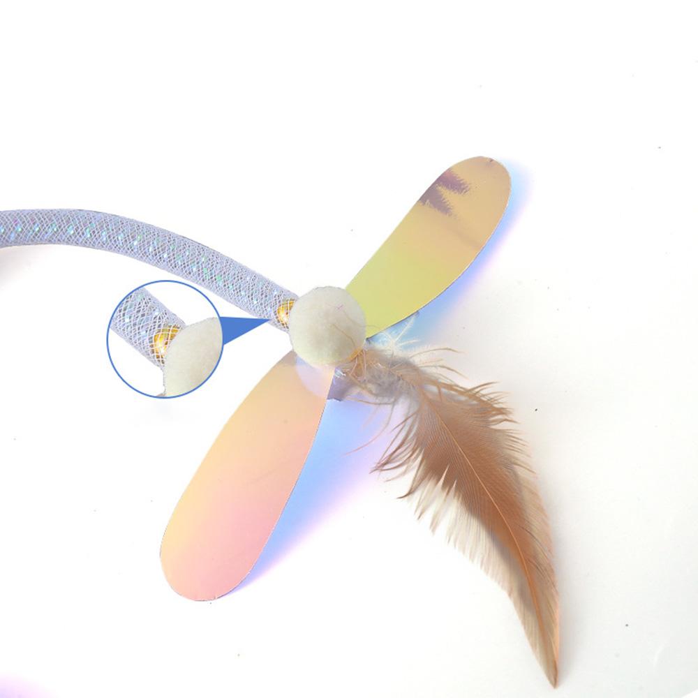 Kreativer Pailletten-Libellen-Katzenangelstab mit Licht- und Farbkombination, interaktives Selbstspielspielzeug für Katzen