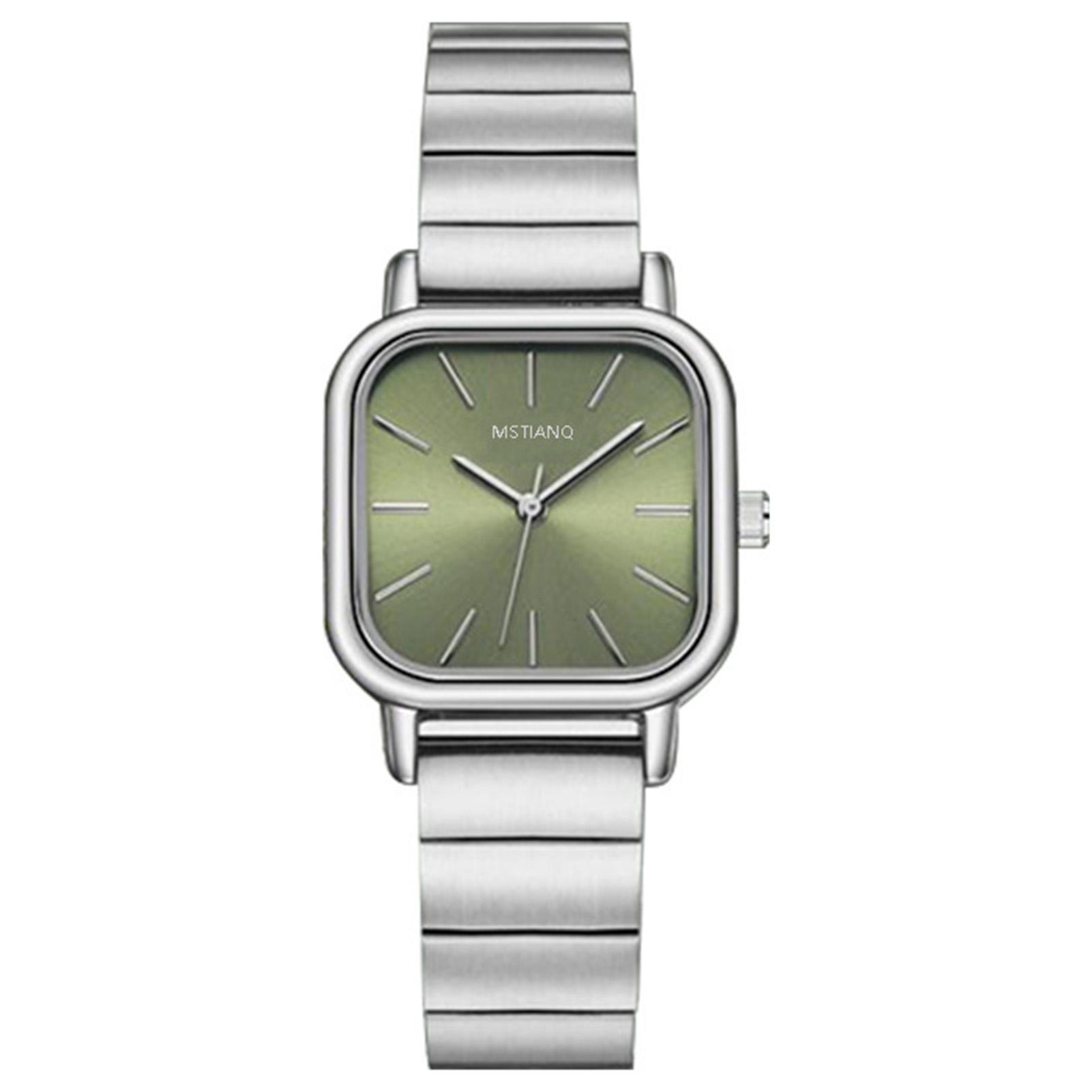 

Stylish Square Dial Steel Band Watch Elegant Business and Casual Timepiece for Women Office and Social Events зелёный