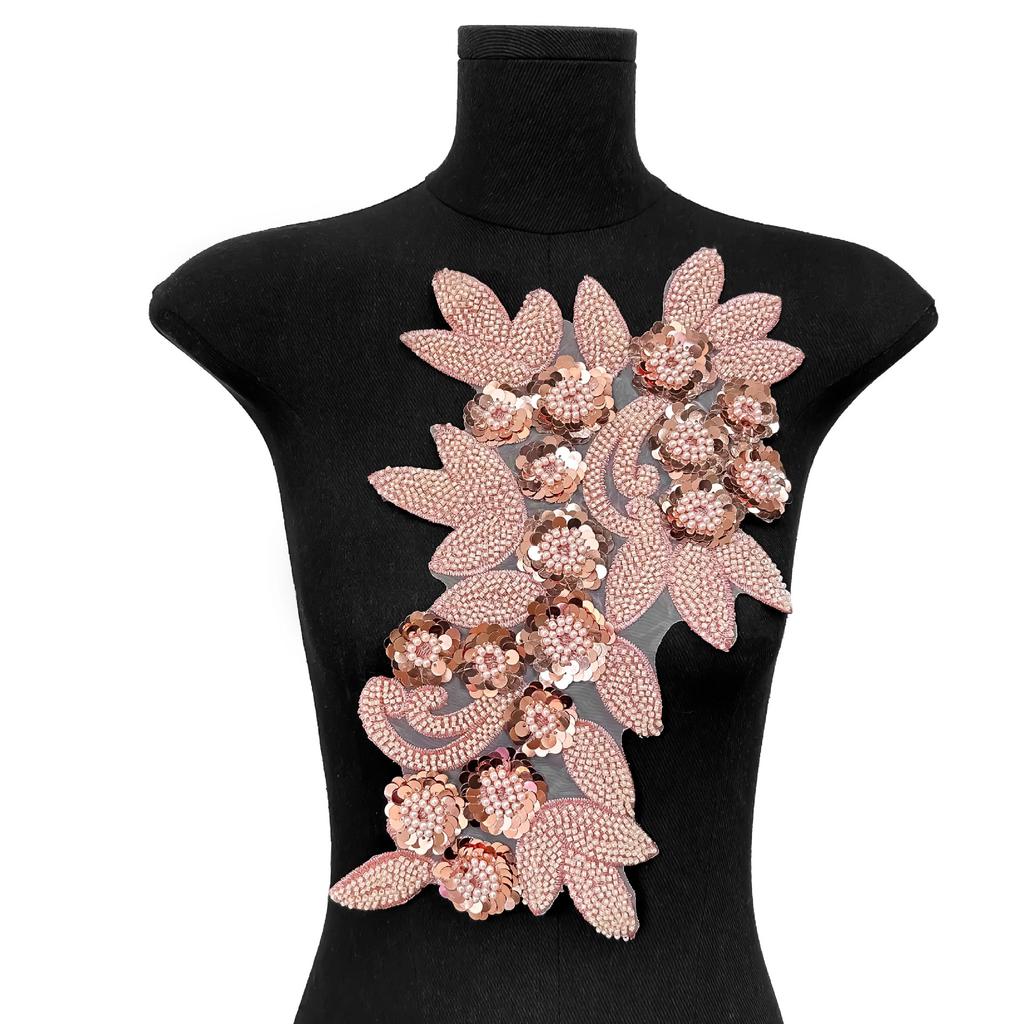 Mesh Sequin Nail Diamond Bead Embroidery Sewing Single Flower Collar Diy Decoration With Clothing Accessories Collar