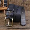 Men's Genuine Vegetable-Tanned Cowhide Leather Belt with Pin Buckle - Retro and Fashionable for Trousers & Jeans