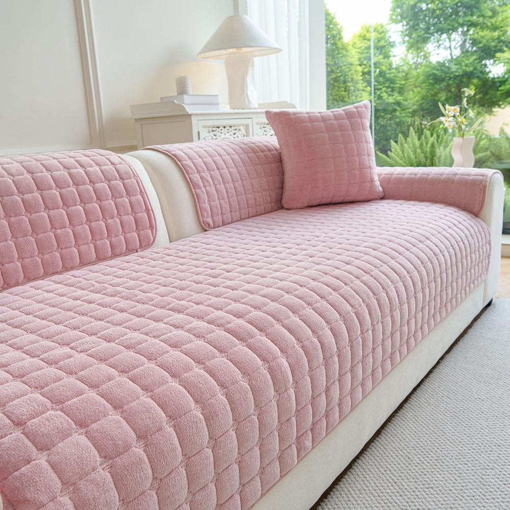 Soft Flannel Sofa Cover Non-Slip Quilted Furniture Protector Cushion for Living Room Couch Cover Warm Sofa Towel 1 Seat Pad