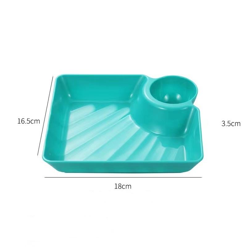 Divided Plates French Fries Square Dumpling Plate With Vinegar Plates Snack Dish 2-Grid Spices Dessert Christmas Tableware Home