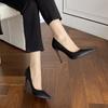 Women's Satin High Heels: Comfortable, Thin Heel, Pointed Toe, Blue, Spring-Autumn Style, Classy Work Shoes.