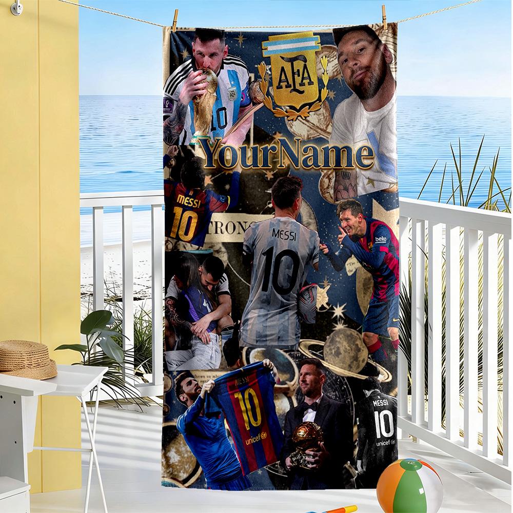 Messi Customize Text Beach Towel Soft Durable Quick-Dry Portable for SwimmingBeachCamping Travel Beach AccessoriesGym
