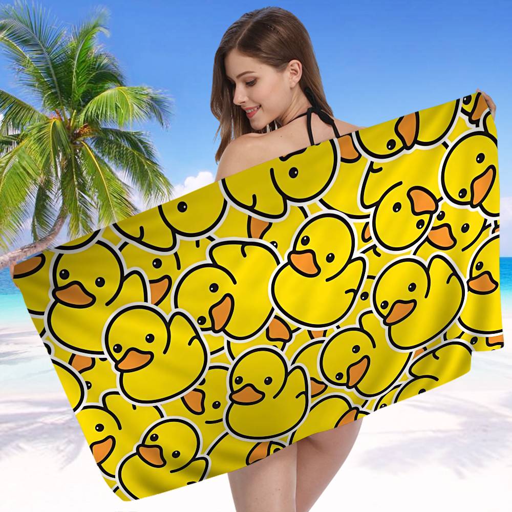 Yellow Classic Rubber Duck Beach Towel Colorful Bath Towels For Girl Microfiber Quick Dry Sand Free Beach Yoga Spa