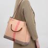 European and American Popular Large Capacity Tote Bag Spring New Fashion Pink Grid Women's Bucket Bag High Grade Texture PU Leather Ladies Handbags