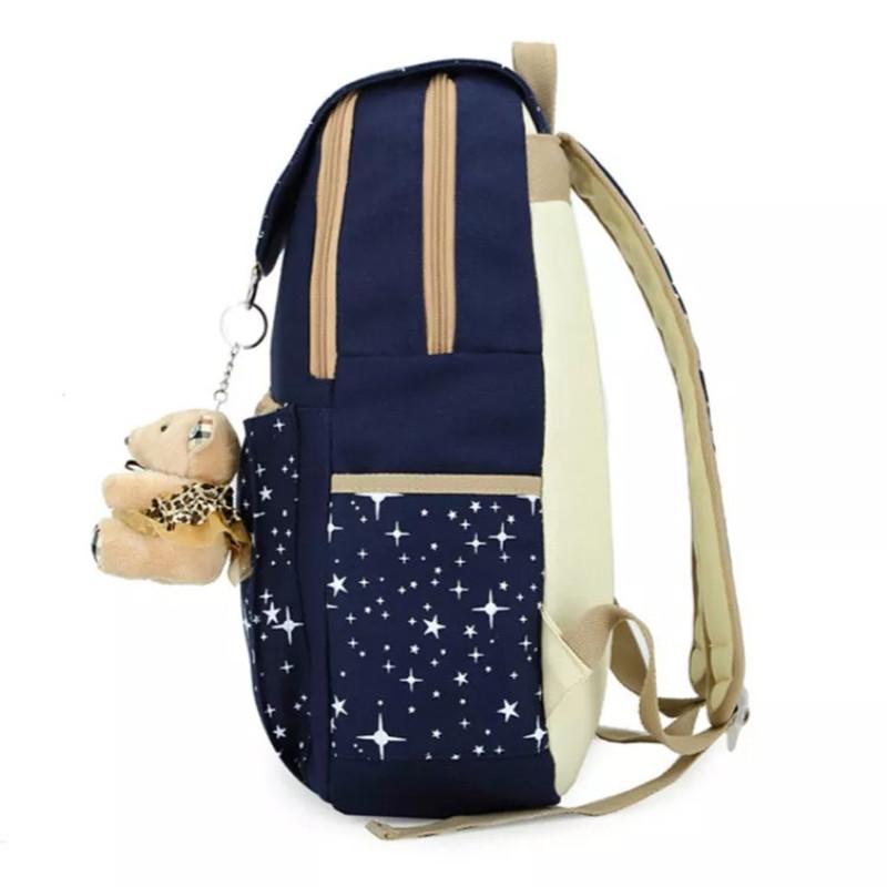4Pcs/Set Kids School Bag Large Backpack Girls Boys Travel Rucksack Pencil Case++