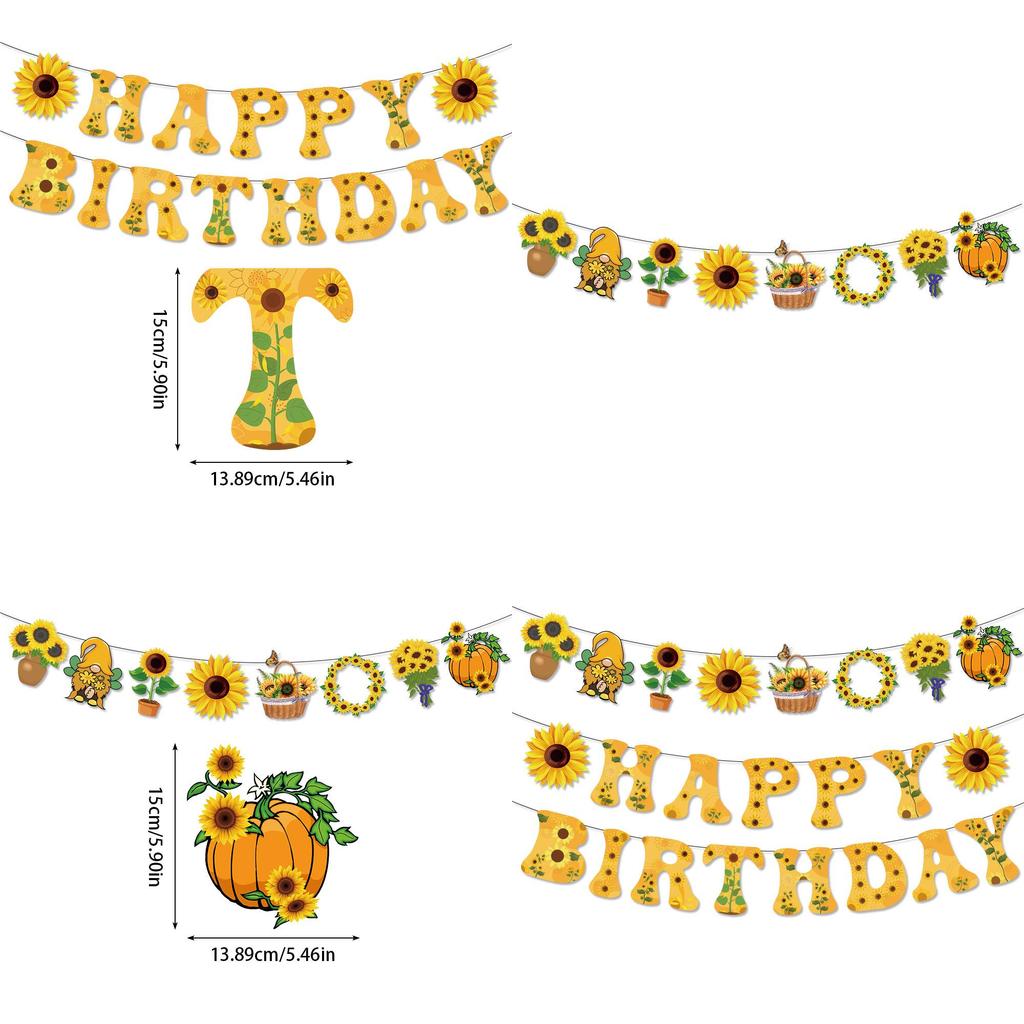 Sunflower Theme Venue Banner With Paper Flags For Party Scene Decoration And Celebrations