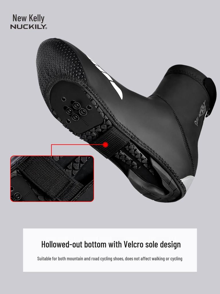 Men's Fleece-Lined Winter Cycling Shoe Covers - Warm, Windproof & Waterproof for Mountain and Road Biking