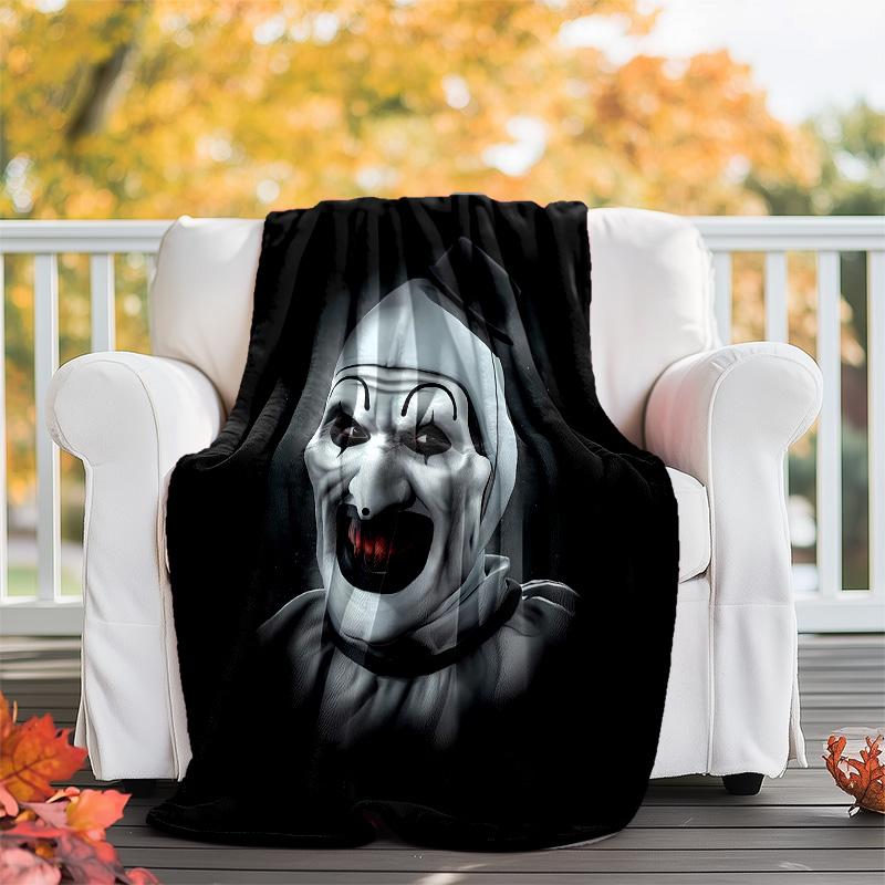 Art the Clown Terrifier printed throw blanket—lightweight,soft,warm;versatile blanket for all seasons—perfect as &air-conditioning throw,nap blanket