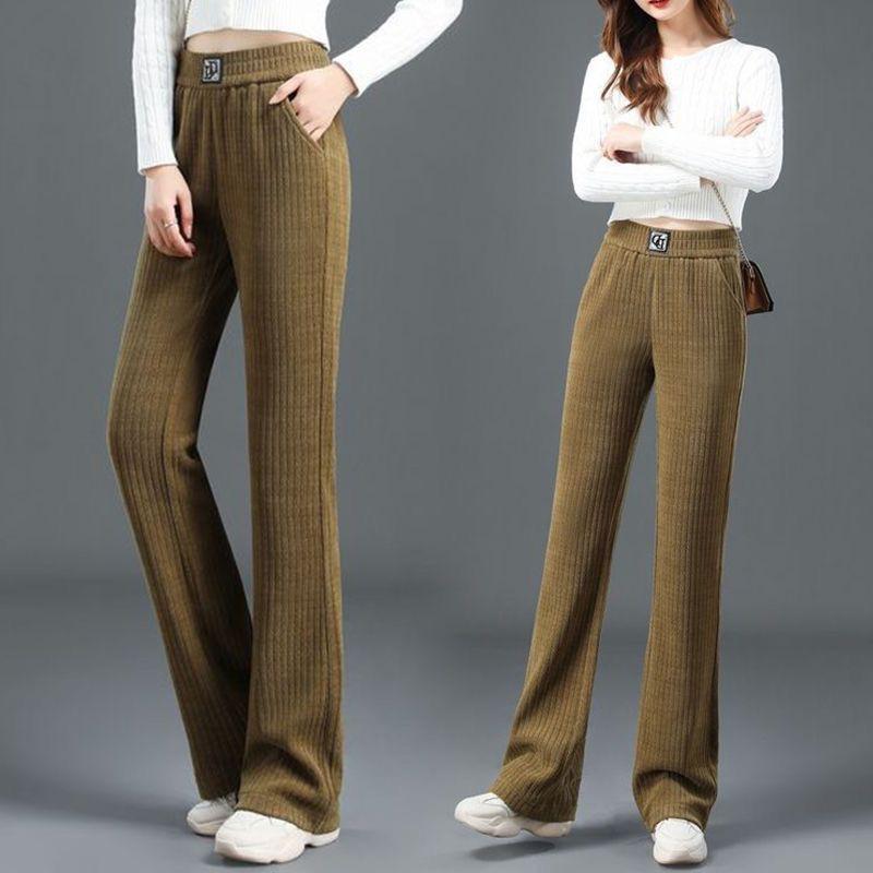 Autumn/Winter New Women's Elastic High Waist Straight Leg Pants Fashionable Loose Wide Leg Pants