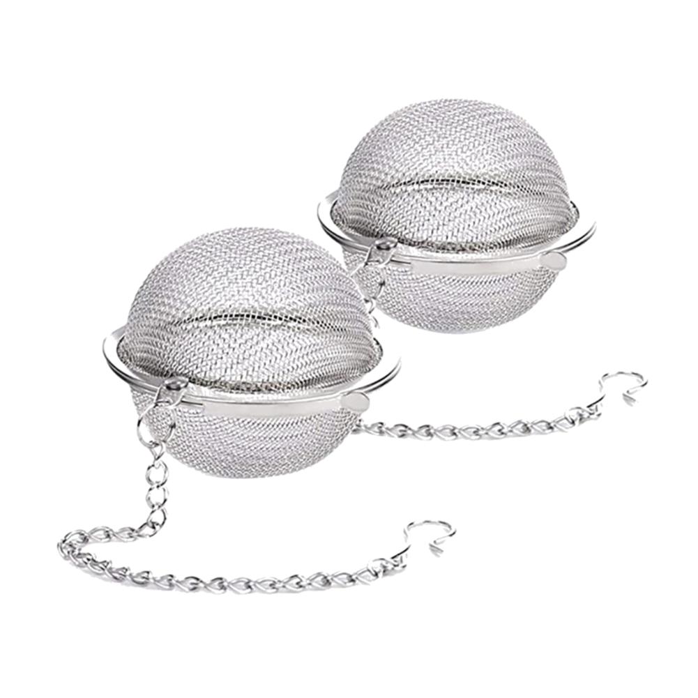 10-2pcs Stainless Steel Tea Ball 2.3 Inch Fine Mesh Tea Interval Diffuser with Hooks for Loose Leaf Spices Seasonings