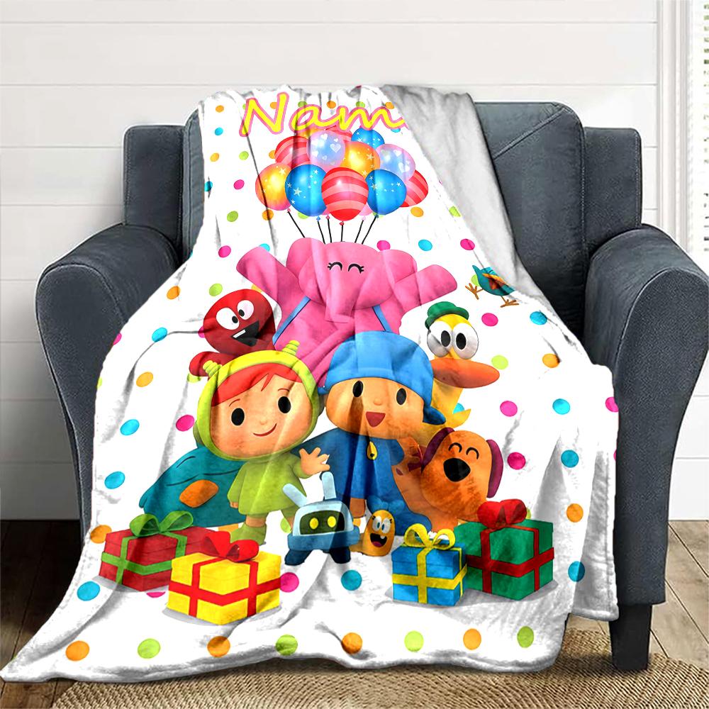 Customiz Name Personality Pocoyo Blanket Soft &Warm Sofa Office Bed Travel Lunch Break Blanket, Gift Suitable All Seasons