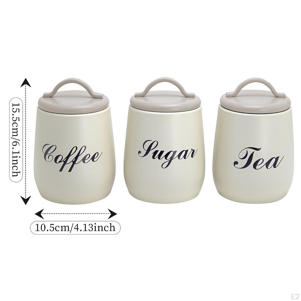 3Pcs Food Storage Container Beige Farmhouse Accessories Tea Organizer
