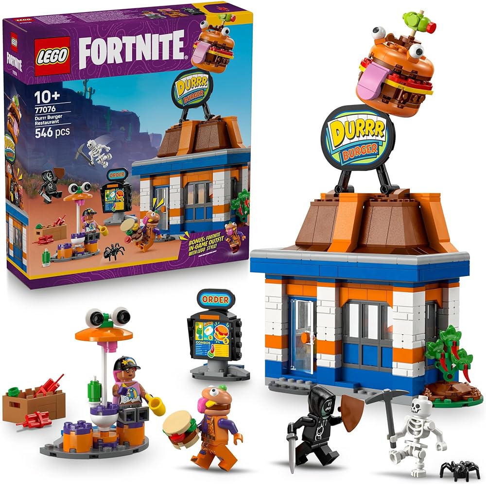 LEGO Fortnite Durburger Restaurant Building Set Toy for Kids Ages 10-12 with Blocks and Accessories