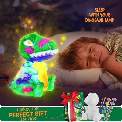 1 Set Paint Your Own Dinosaur Lamp Kit with 12 Colors Pigments Paintbrush