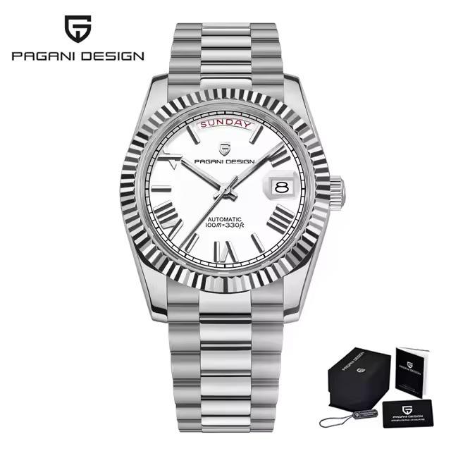 PAGANIDESIGN 40mm Erkek Otomatik Su Geçirmez Kol Saati Tarih ve Gün Göstergeli, Model 1783