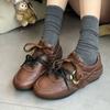 Jinlan leather women's early autumn new retro versatile lace-up belt buckle small leather shoes