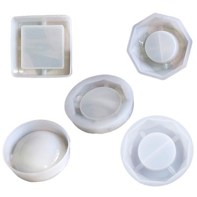Round Square Rhombus Polygon Ashtray Casting Silicone Mold Handmade Cigarette Ash Tray UV Crystal Epoxy Resin Mold