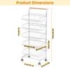 Fruit Vegetable Basket, 5-Tier Adjustable Rolling Pantry Kitchen Cart On Wheels, Metal Wire Storage Basket Cart for Fruit, Potato, Onion, Vegetable,