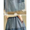 Plus Size Summer Denim Skirts Women Clothing Blue Elastic Vintage A-Line Jeans Skirt High Waist