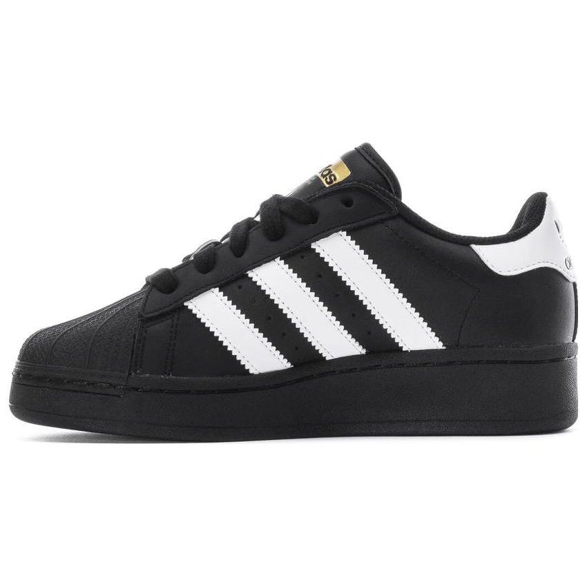 Adidas Originals Superstar Xlg Leather Comfortable Durable Breathable Low Top Kids Sneakers Kids Sneakers Black White IG0278