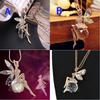 Elegant Fashion Women Crystal Fairy Angel Wing Pendant Long Chain Necklace Gift