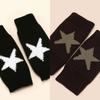 1/2 Pairs Y2K Knitted Half Finger Star Gloves  Autumn Winter Warm Women Mittens Five Pointed Star Fingerless Gloves Fashion Soft