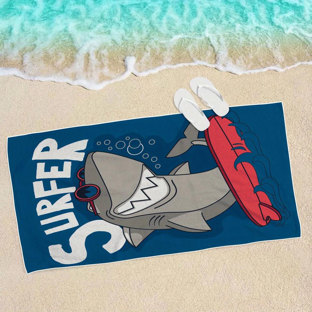 Shark Surfing Beach Towel, Super Absorbent Quick Dry Lightweight for Beach Swimming Camping Travel