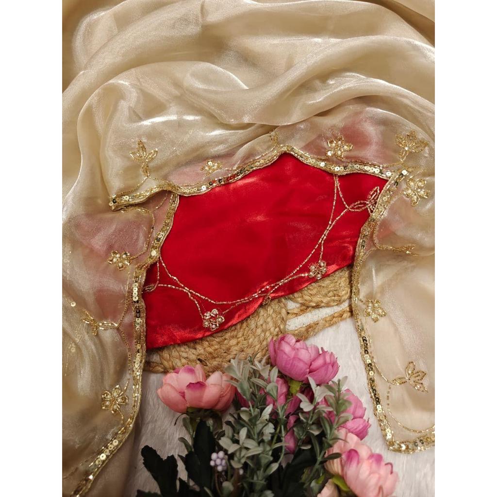 Neuer Launch – Leichter schicker Party-Saree mit Pailletten- und Kutdana-Handarbeit