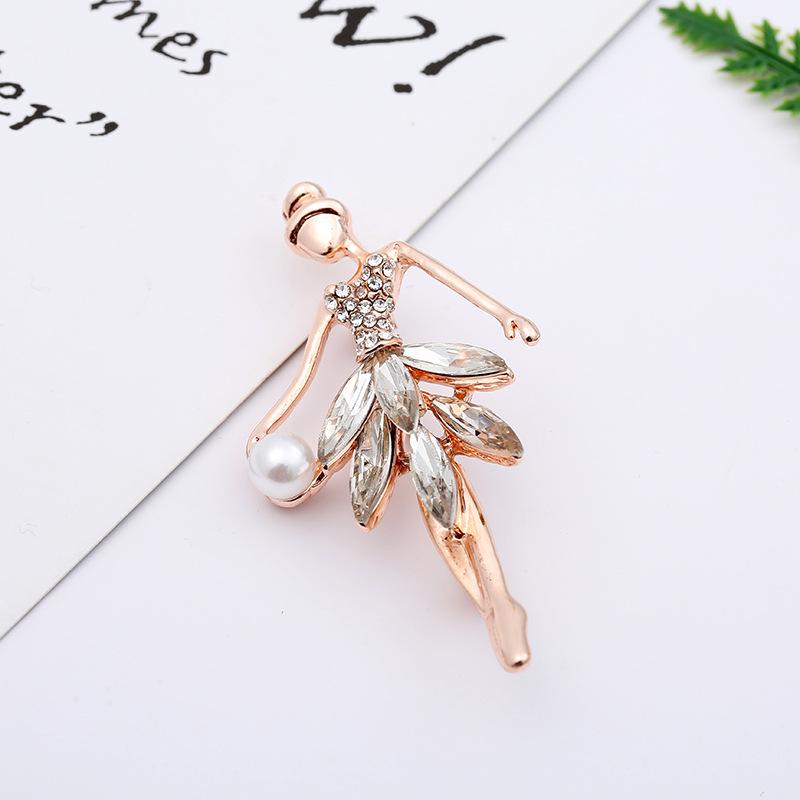 Broche animal incrustée de perles – Bijou de corsage en alliage style dessin animé en forme de goutte d'huile pour femme