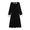 Plus Size Women's Black Gold Velvet Rhinestone A-line Slimming Dress 