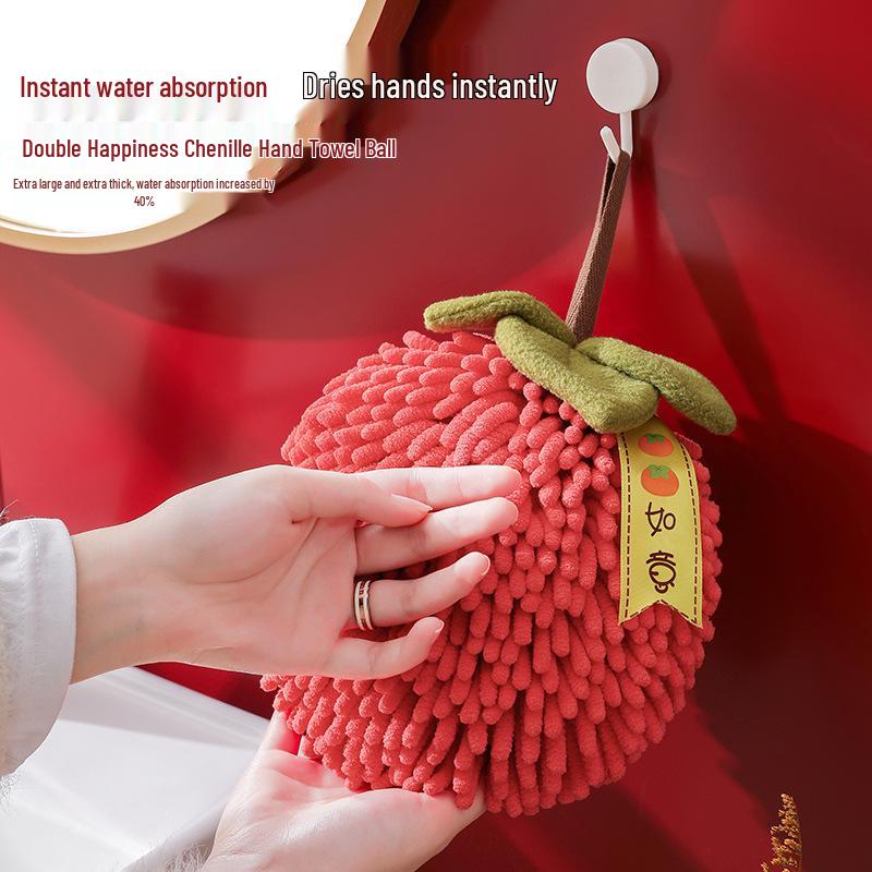 Festive Chenille Hand Towel - Absorbent, Thick, Hanging Towel for Kitchen & Bathroom