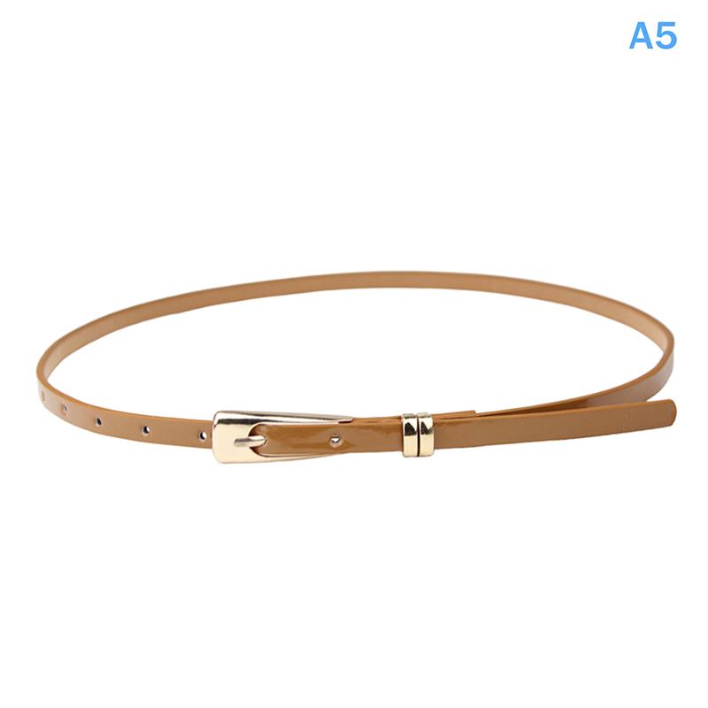 1Pc 12 Candy Colors Women'S Leather Belt Skinny Thin Dress Belt Waist Belt Waistband Dress Coat Waist Seal Jeans Belt