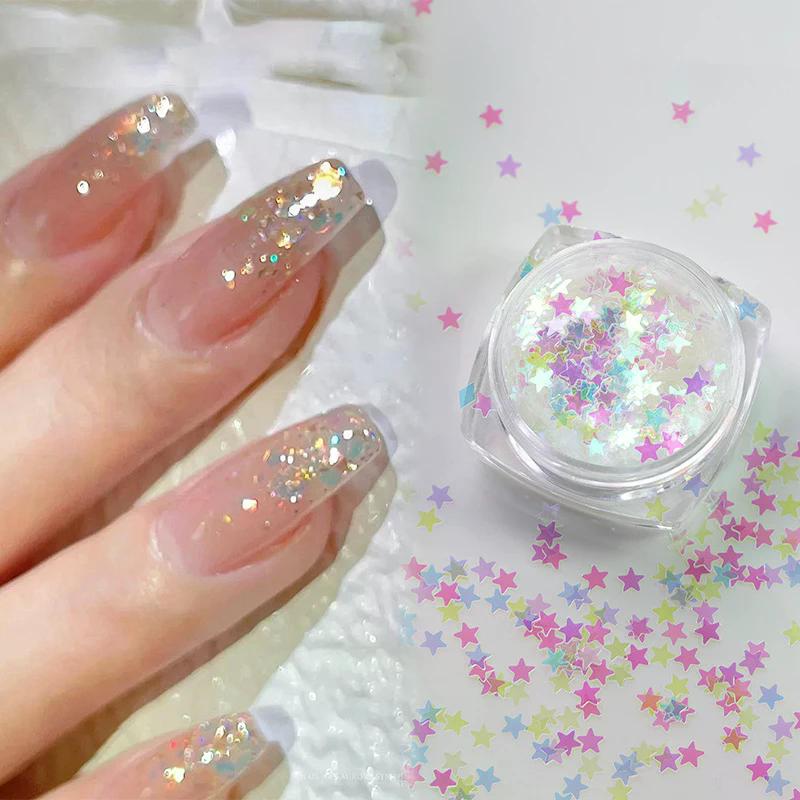 1Box Holographic Laser Nail Sequins - Super Glitter Northern Lights Flakes, DIY Sparkle Manicure Accessories for Salon Home