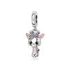 S925 Silver Cute Dog Charms Bead Keychain Animal Puppy Teddy Yorkshire Terrier Crab Paw Whale Rooster Snake Crocodile Jewelry