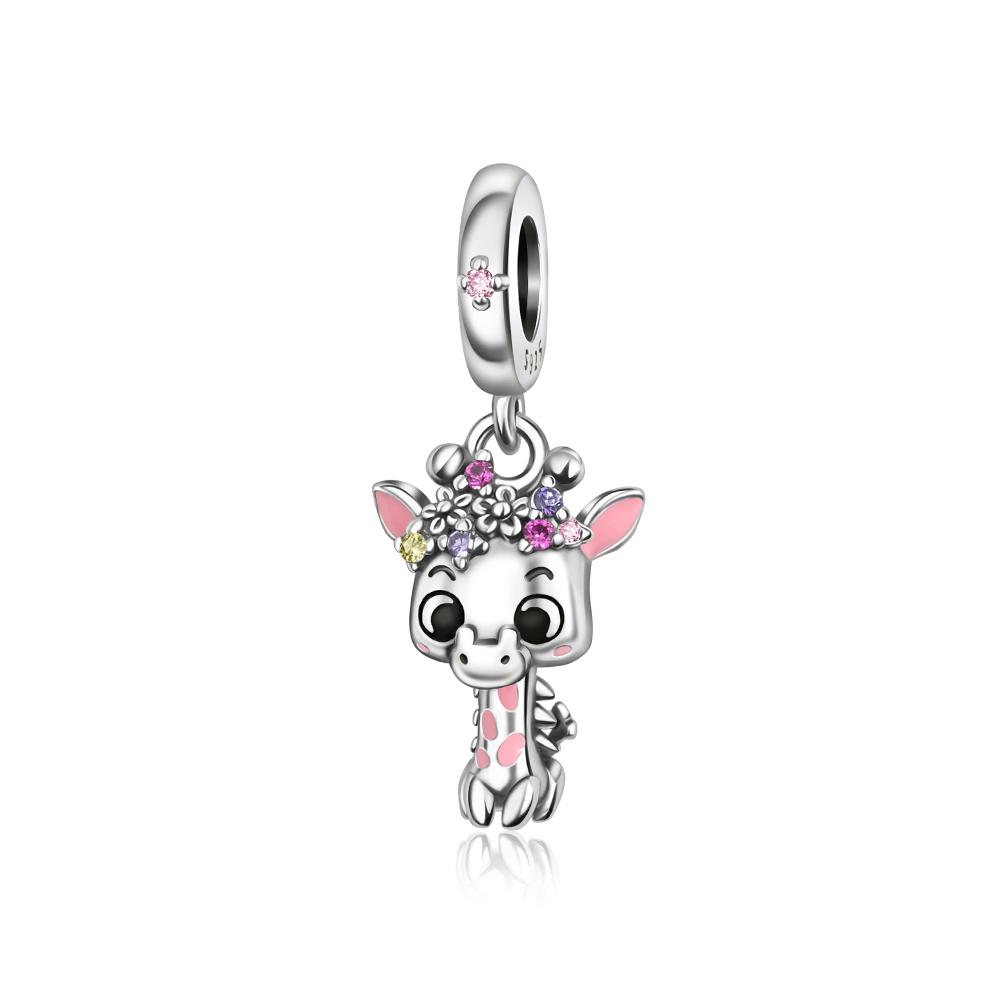 S925 Silver Cute Dog Charms Bead Keychain Animal Puppy Teddy Yorkshire Terrier Crab Paw Whale Rooster Snake Crocodile Jewelry