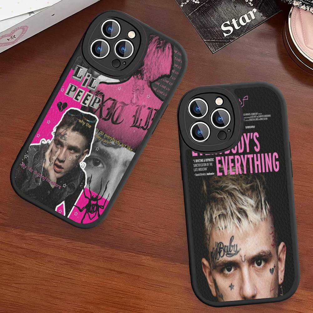 Hip Hop Rapper L-Lil P-Peep Leather Phone Case For IPhone 16 16e 15 14 13 12 11 Pro Max Plus Mini Cover