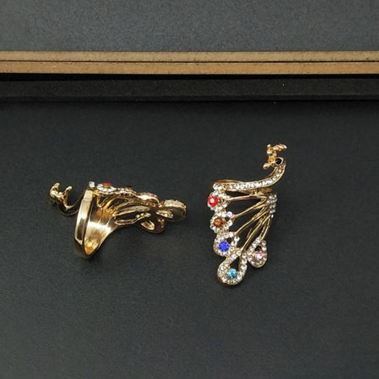 Knuckle Ring Shiny Rhinestone Peacock Charming Women Girls Elegant Animal Finger Ring Jewelry Accessories
