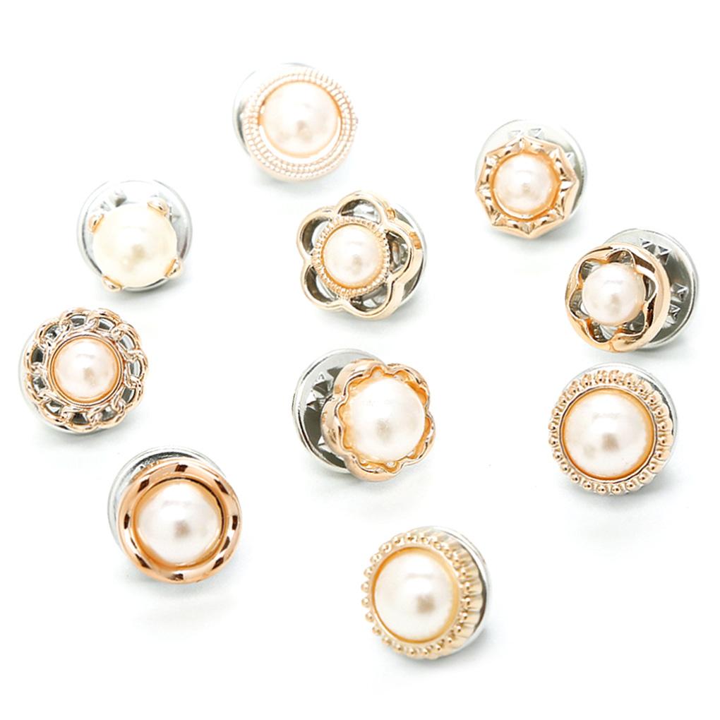 10 Stück Blumenknopf Hemd Chiffon Strickjacke Ausschnitt Brosche Anstecknadel Manschettenknöpfe Schalschnallen Zirkon Stil